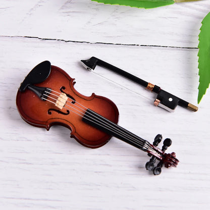 Miniature Music Instrument Plastic Mini Violin Ornament Plastic Crafts DIY Home Decoration With Support