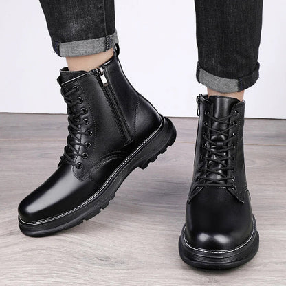 Leather High Top Boots Height Increase 2.3"