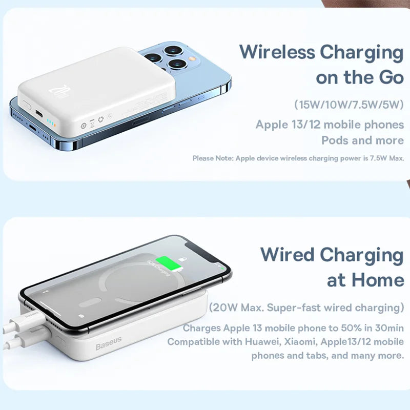 Baseus Power Bank 10000mAh Mini Magnetic Wireless Fast Charge Auto-wake For iPhone 16 15 14 13 Pro Max Magnetic Powerbank