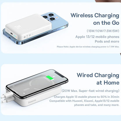 Baseus Power Bank 10000mAh Mini Magnetic Wireless Fast Charge Auto-wake For iPhone 16 15 14 13 Pro Max Magnetic Powerbank