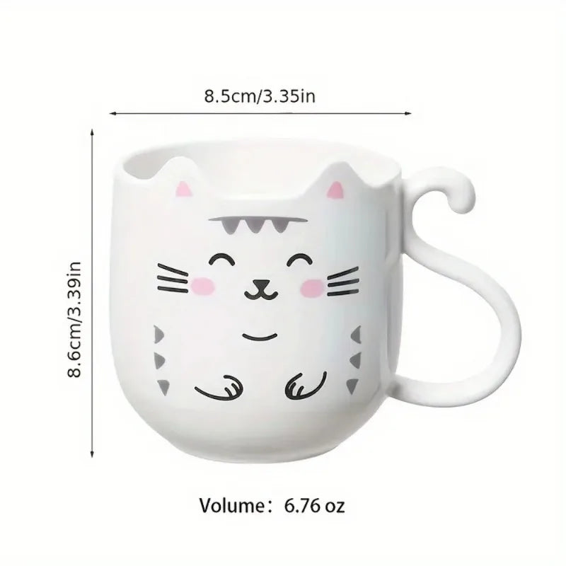 1pc Cute Cartoon Cat Mug Creative Gift for Kids Perfect for Home Travel Thickened Plastic Wash Cup Gift for Children Plastic Mug