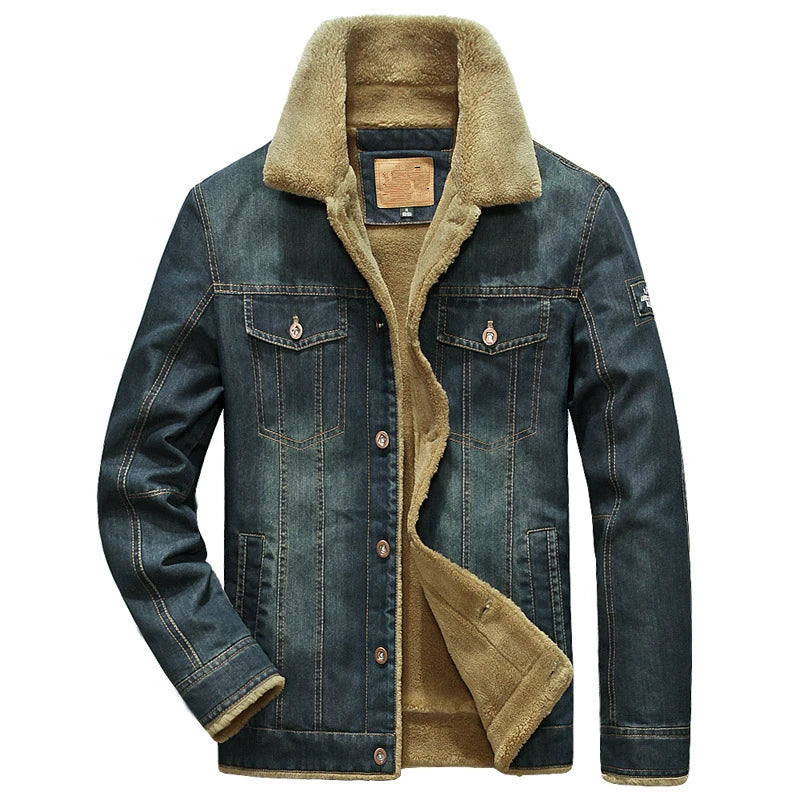 Men Windbreaker Fleece Thick Warm Winter Denim Jacket Mens Jackets Outwear Jeans Coat Male Multi-pockets Cowboy Clothing