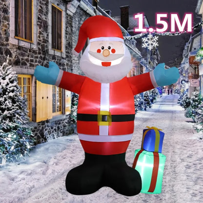 1.5M Christmas Inflatable Santa Gifts Built-in LED Lights Model for Xmas Party Indoor Outdoors Garden Scene Layout Ornament