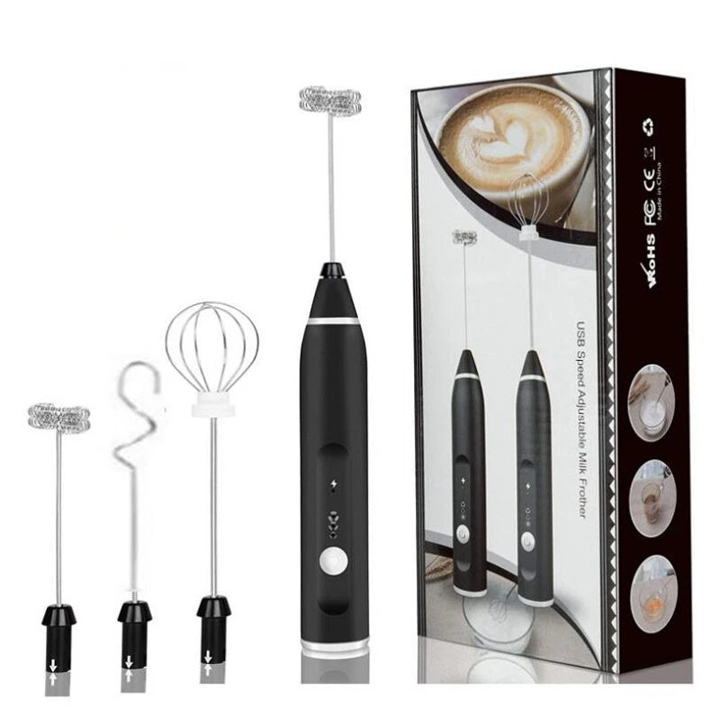 Portable Electric Milk Frothers Wireless Rechargeable Handheld Blender Egg Beater with USB Mini Whisk Mixer for Coffee Cream