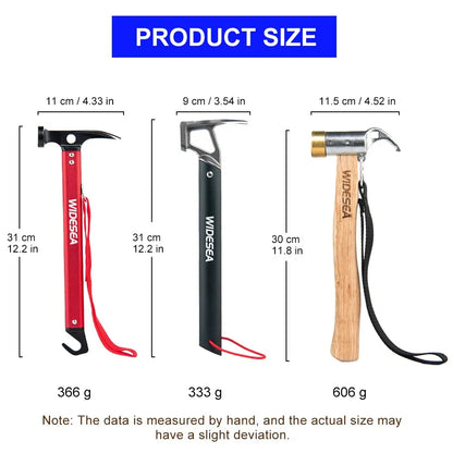 Widesea Camping Hammer Stainless Steel Copper Outdoor Tent Peg Stake Mallet with Stake Puller Grond Nail Mountaineering Hiking