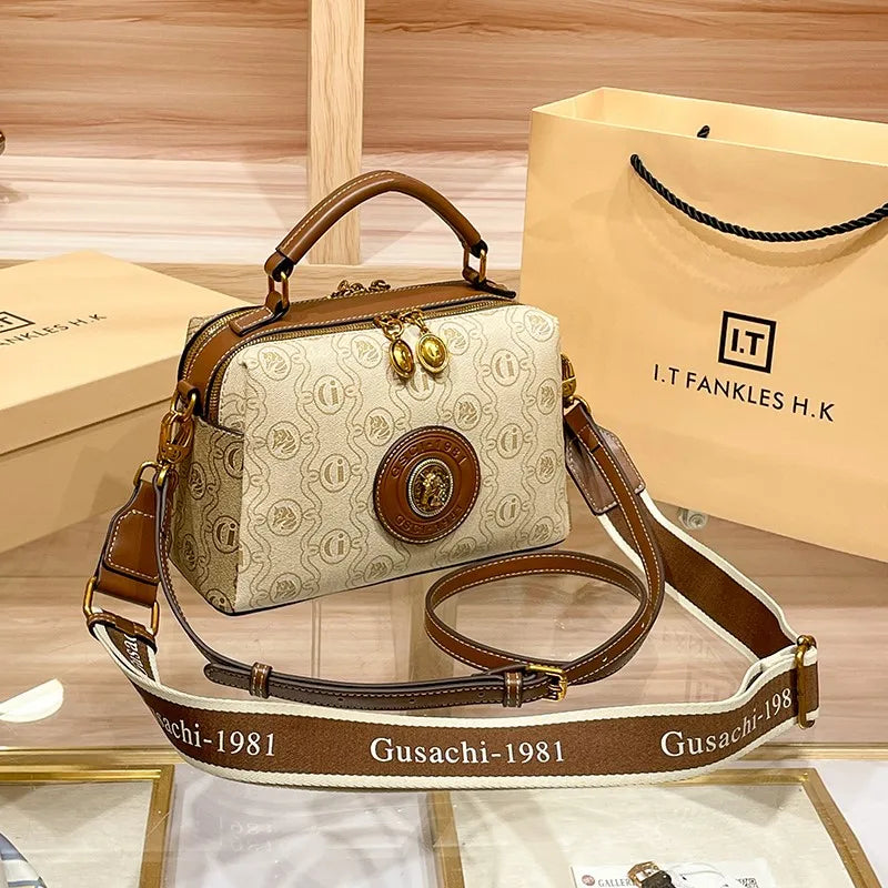 Women's handbag brand handbag 2024 new light luxury high-end designer retro large capacity crossbody shoulder bag