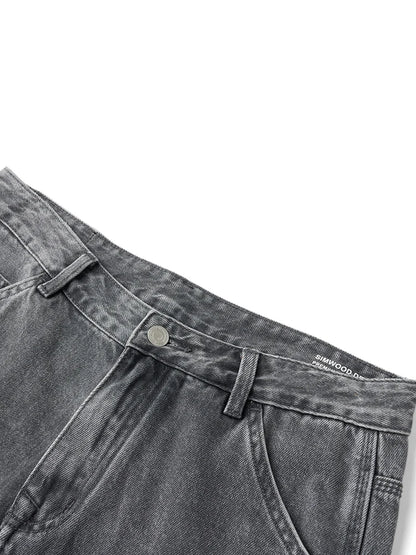 SIMWOOD 2024 Autumn New Loose Tapered Jeans Men Plus Size Washed Vintage Denim Trousers