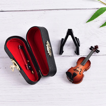 Miniature Music Instrument Plastic Mini Violin Ornament Plastic Crafts DIY Home Decoration With Support