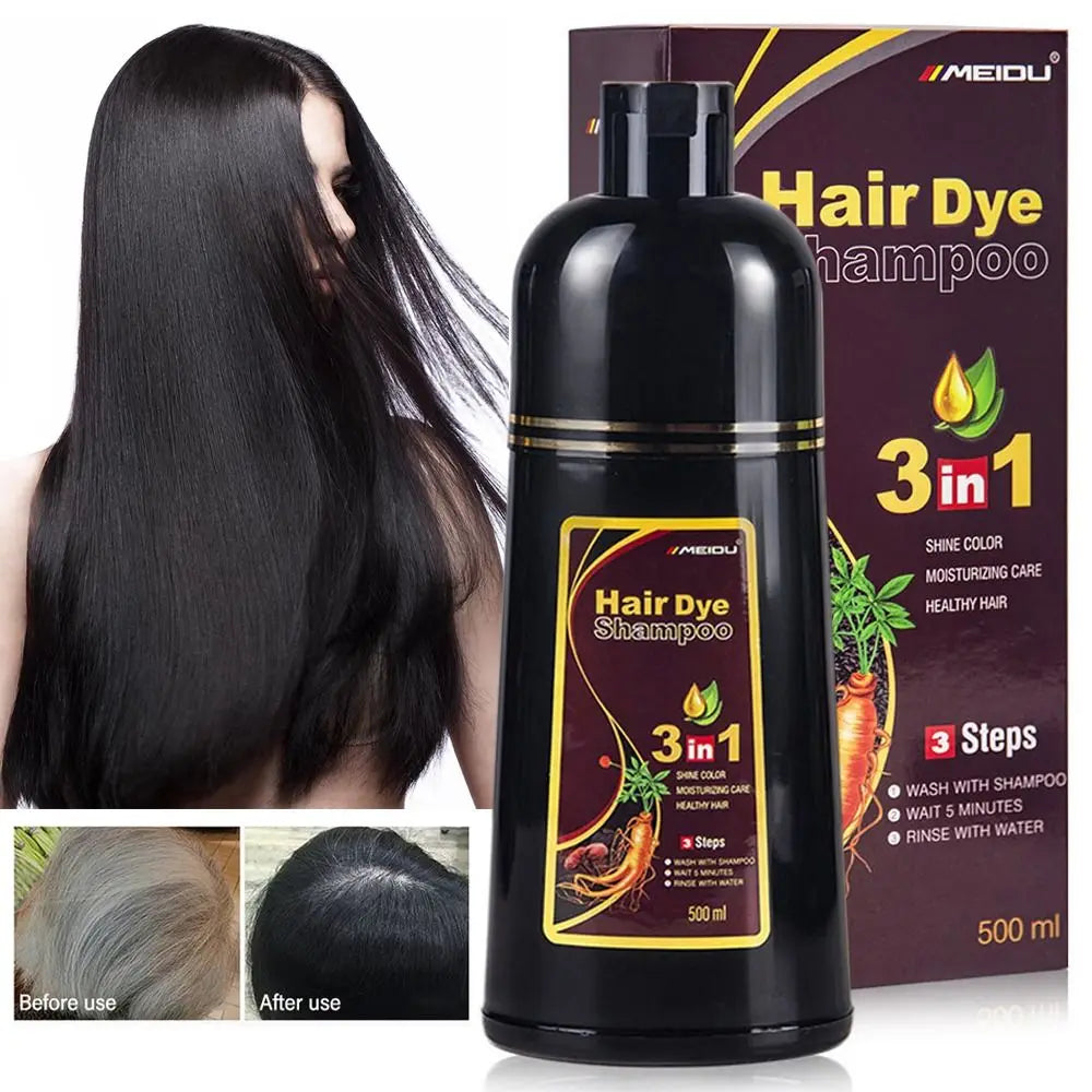 3 In 1 Instant Coloring Shampoo Natural Black Color for Men Women Hair Dye Herbal Brown Purple Hair Dye Hair Dye Shampoo