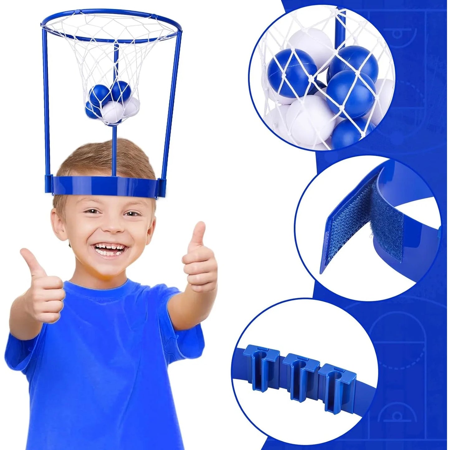 2 Pack Head Hoop Basketball Party Game for Kids Adults Adjustable Basket Net Headband with 20 Balls Fun Gift for Birthday