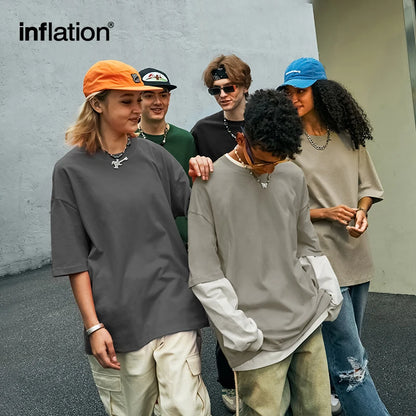 INFLATION Soft Touch 100% Cotton Blank T Shirt Men 265gsm Heavy Weight Oversized TShirt Unisex Hip Hop Tees