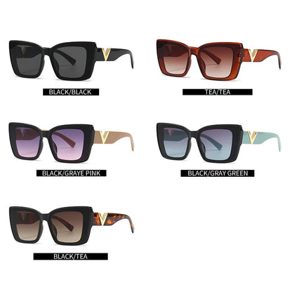 LNFCXI Fashion Cat Eye Sunglasses Vintage Luxury Brand Designer Black Oversized Ladies Sunglasses Square Eyewear UV400