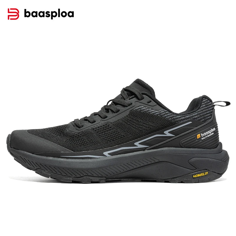 2024 Baasploa Men Hiking Shoes New Mesh Breathable Outdoor Shoes Men Lightweight Comfort Casual Sneakers Non-Slip Wear Resistant