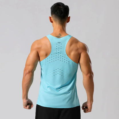 Men Gym Shirt Street High Quality Sleeveless T-shirts Quick Dry Tank Tops Workout Fitness Singlets Mesh Breathable Sport Vest