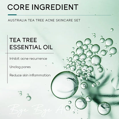 Tea Tree Skin Care Kit Face Cream Cleanser Oil Control Toner Remove Blackhead Smoothing gel Tea Tree Essences Skincare Set