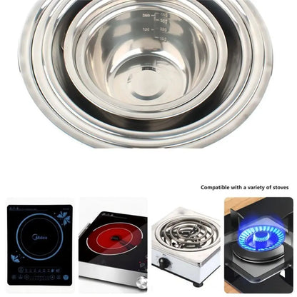 5 PCS Stainless Steel Mixing Bowls Set Portable Kitchen Cooking Nesting Storage Bowls For Home Outdoor Camping Accessories