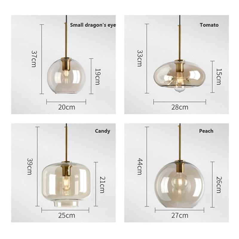 Modern Nordic hanging loft Glass lustre Pendant Light industrial decor Lights Fixtures E27/E26 for Kitchen Restaurant Lamp