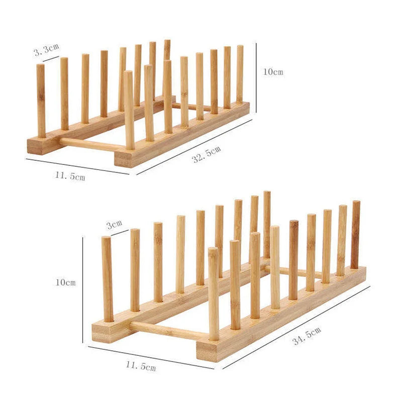 Wood Dish Drying Rack Drainer Storage Racks for Kitchen Pot Lid Holder Kitchen Organizer Shelf Dish Drainer Wooden Drain Rack