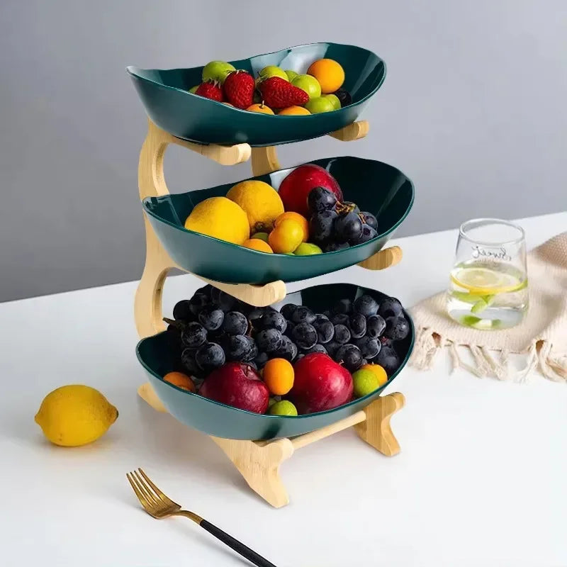 Table Plates Dinnerware Partitioned Candy Cake Trays Kitchen Fruit Bowl with Floors Stylish Bamboo Serving Tray Wooden Dishes