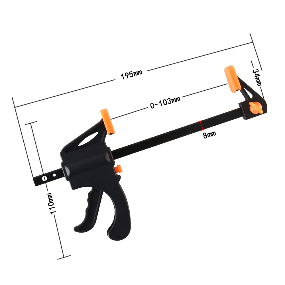 F-Type Woodworking Jig Quick Clamp Carpenter's Ratchet Release DIY Hand Tools 4-Inch Bar Small Parts Quick Squeeze Kit Tool