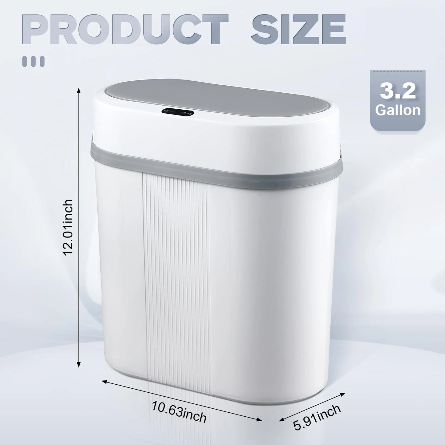 Motion Sensor Bathroom Trash Can Touchless Automatic Garbage with Lid, Small Waterproof Trash Bin for Office Bedroom Living Room