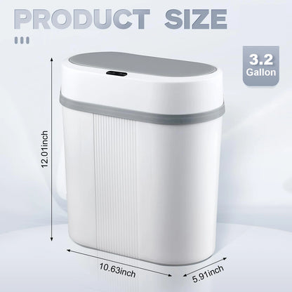 Motion Sensor Bathroom Trash Can Touchless Automatic Garbage with Lid, Small Waterproof Trash Bin for Office Bedroom Living Room