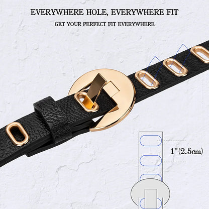 Maikun New Grunge Women Belt Adjustable Hole Grunge Punk Belts for Women Alloy Pin Buckle PU Leather Belt