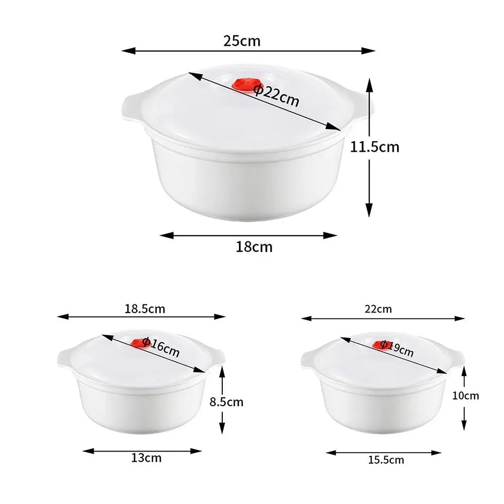 Two Ear Round Microwave Lunch Box Household Plastic Heating Fresh Keeping Box With Lid Steamed Bun Instant Noodles Bowl