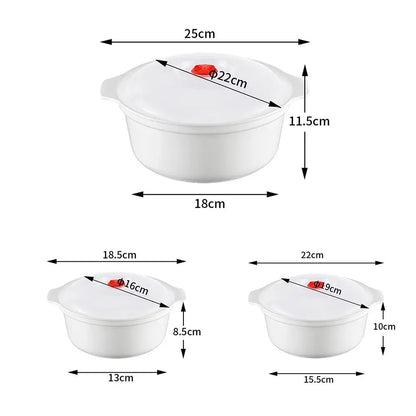 Two Ear Round Microwave Lunch Box Household Plastic Heating Fresh Keeping Box With Lid Steamed Bun Instant Noodles Bowl