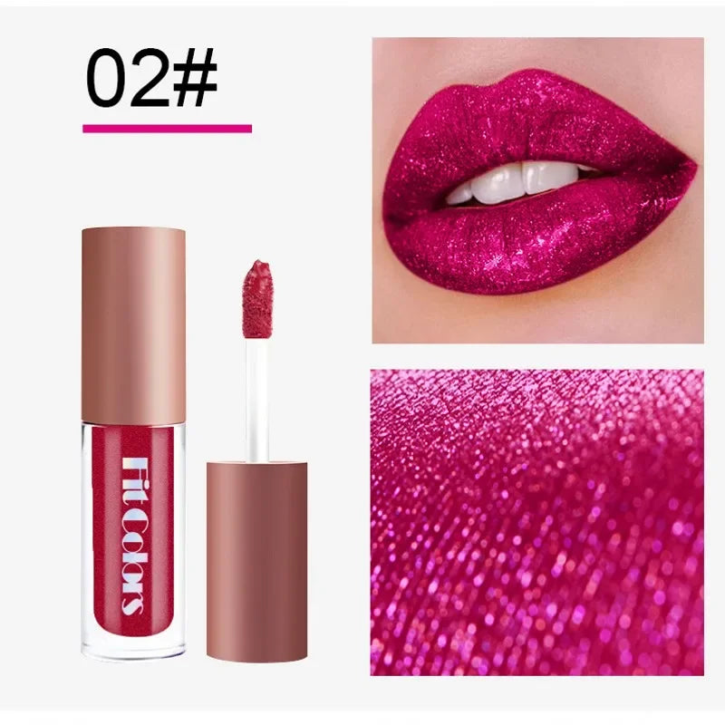 Diamond Shiny Lip Gloss Waterproof Sexy Crystal Glitter Liquid Lipstick Moisturizing Lip Gloss Tube Makeup Cosmetics 4pcs/set