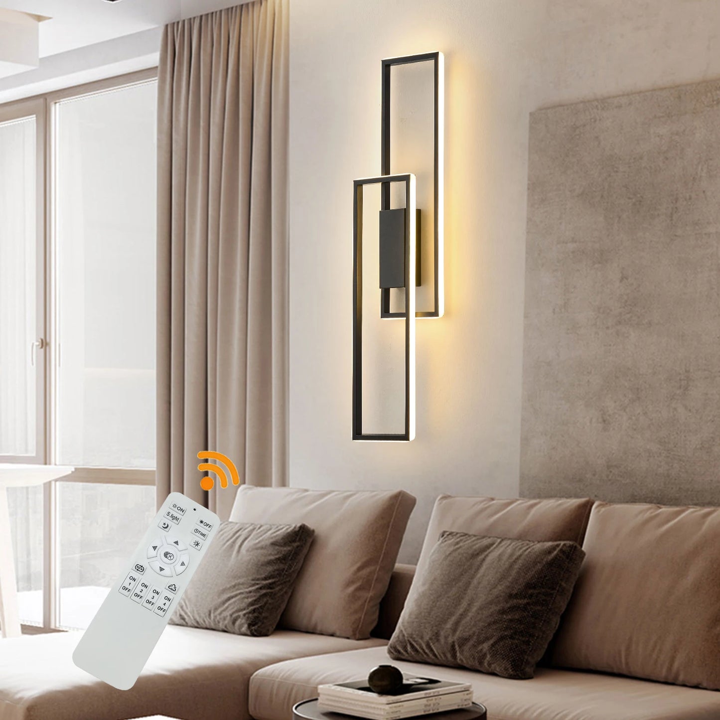 Double Headed Wall Lamp H71xW19CM Dimming with Remote Control Wide Voltage Indoor and Outdoor