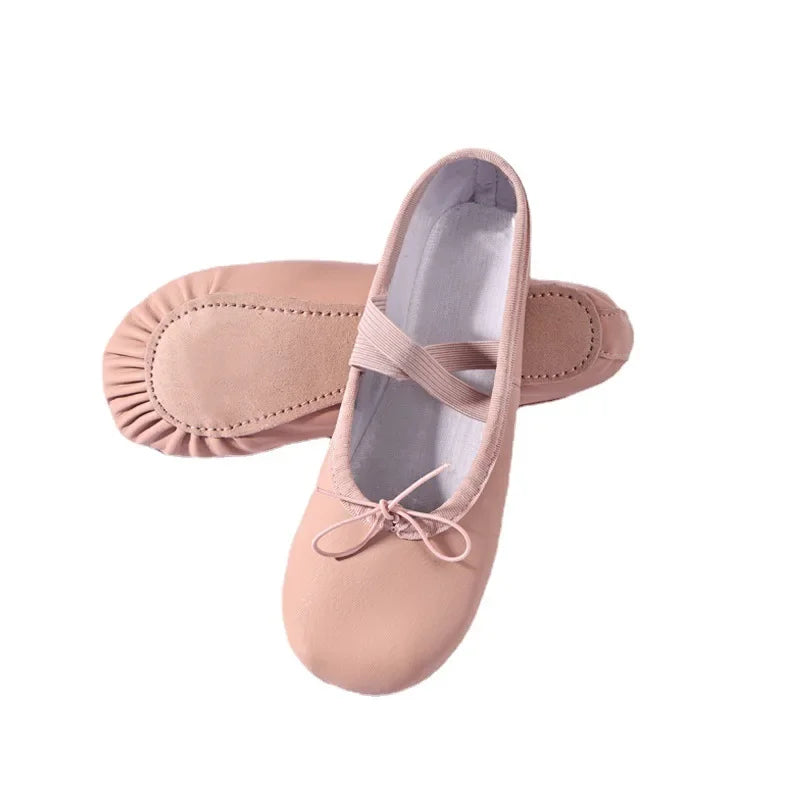 Women's Ballet Slippers for Woman Danseuse PU Leather Professional Dancers for Girls Kids Soft Sole Children Toddler Dance Shoes