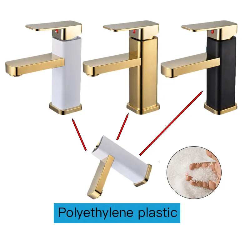 RETHME Gold faucet bathroom faucet metal stainless steel handle hot and cold mixer faucet square faucet beautiful bathroom