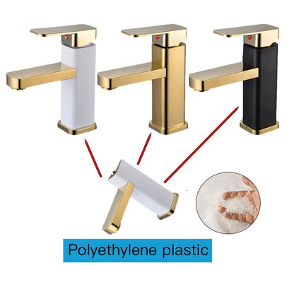 RETHME Gold faucet bathroom faucet metal stainless steel handle hot and cold mixer faucet square faucet beautiful bathroom