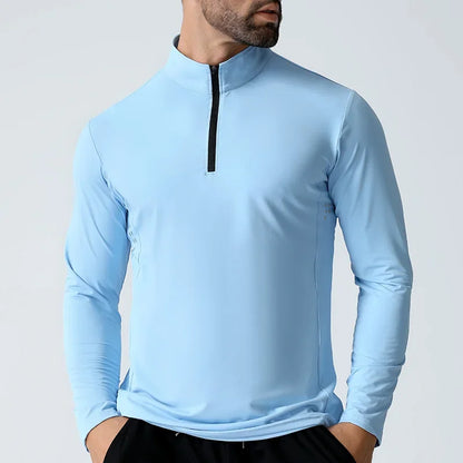 Men Half Zip Quick Dry Long Sleeve Fitness Shirt