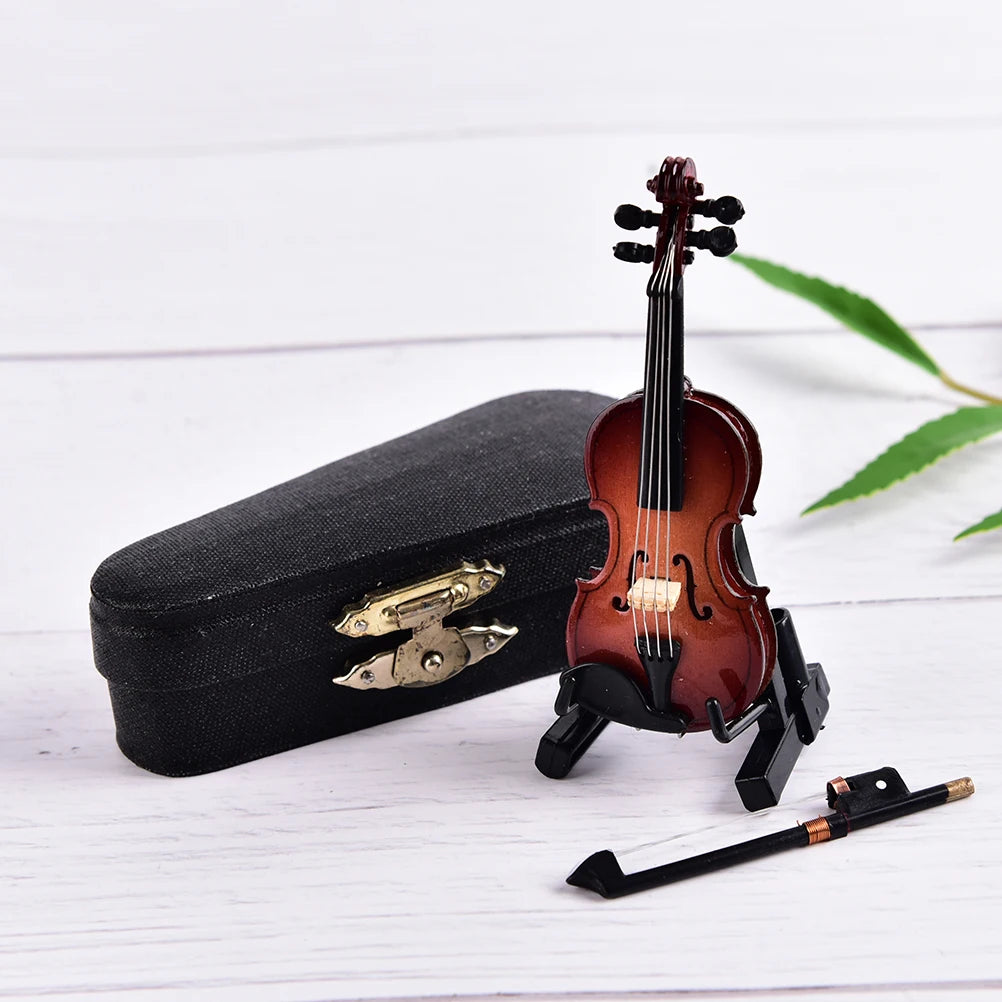 Miniature Music Instrument Plastic Mini Violin Ornament Plastic Crafts DIY Home Decoration With Support