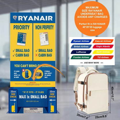 Cabin Bag 40x20x25 Ryanair Backpack, Easyjet 40x20x25 Carry-On Luggage on Airplane, Laptop Bag Hand Luggage Travel Backpack