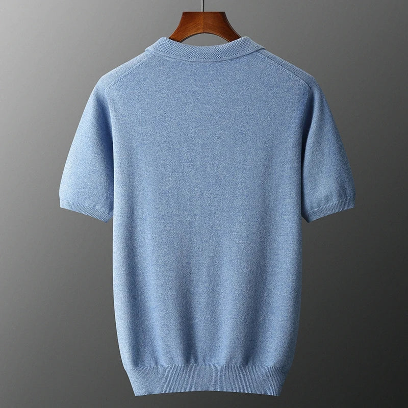 Men Pullovers 100% Pure Cashmere Knitted Jumpers Hot Sale Turt-down collar Warm Short Sleeve Sweaters Solid Color Male Clothes