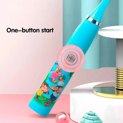 Children Sonic Electric Toothbrush IPX7 Waterproof Colorful Cartoon For Kid Use Soft Bristle Replaceable With Tooth Brush Heads