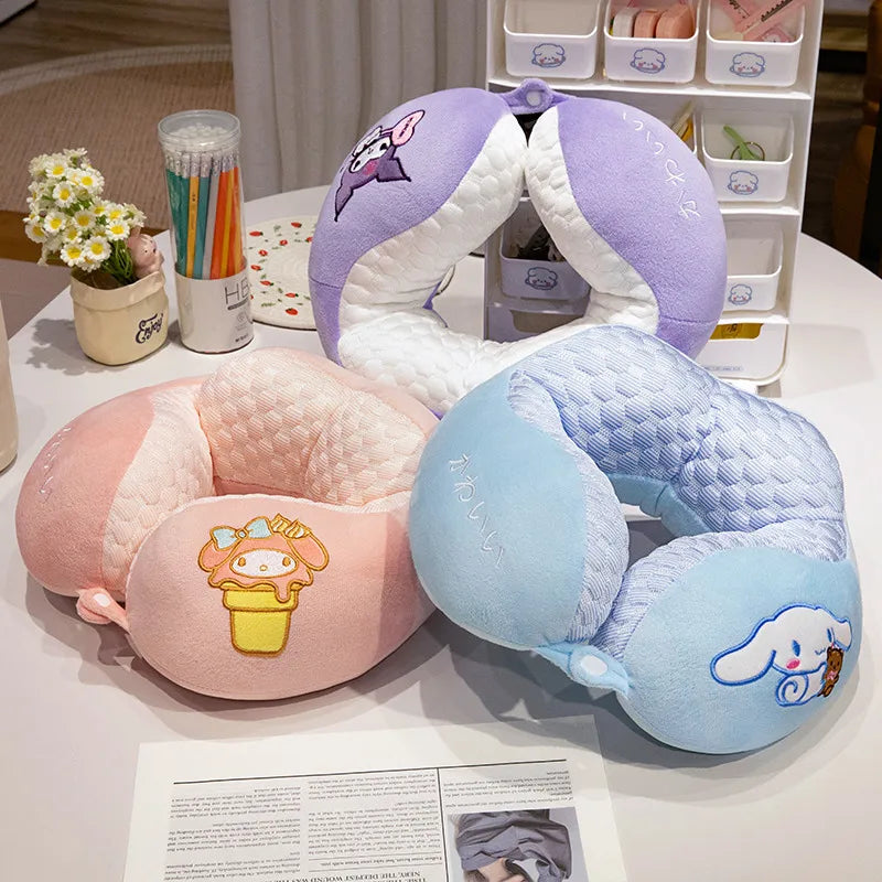 Lovely Kuromi My Melody U-shaped Neck Pillow Kawaii Japanese Style Cinnamoroll Travel Nap Pillow Skin Friendly Thickened Girl