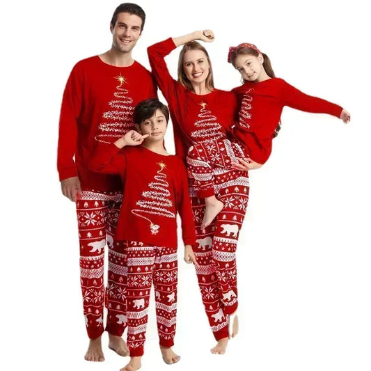 2024 New Family Christmas Outfits Mom Dad Kids Matching Pajamas Set Baby Dog Romper Soft Loose Clothing Sets Sleepwear Xmas Look