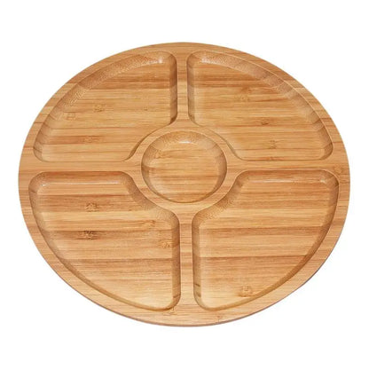 Bamboo Fruit Plate Snacks Compartmentalized Tray Five Compartment Fruit Tray Dim Sum Tray 5 Dining Grid Snack Bowl Platter