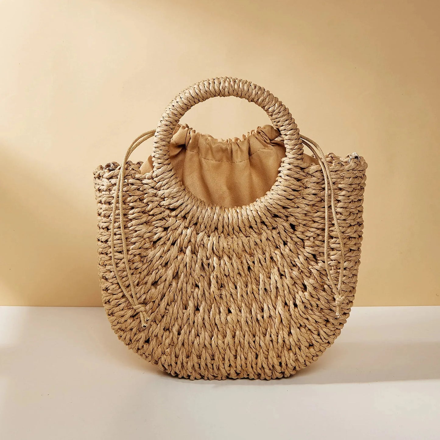 Handwoven Straw Rattan Half-Moon Beach Handbag Large Capacity Women Summer Hollow Out Crossbody Shoulder Bag