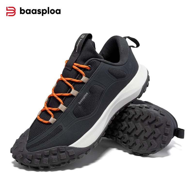 Baasploa New Men Hiking Shoes Anti Splash Water Outdoor Sneakers for Men Comfort Casual Sneakers Male Non-Slip Wear Resistant