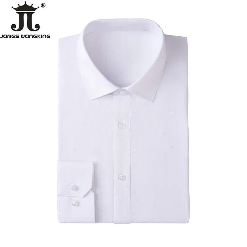 Men's Classic Long Sleeve Standard-fit Dress Shirts Formal Business Social Simple Basic Design White Work Office Casual Shirt