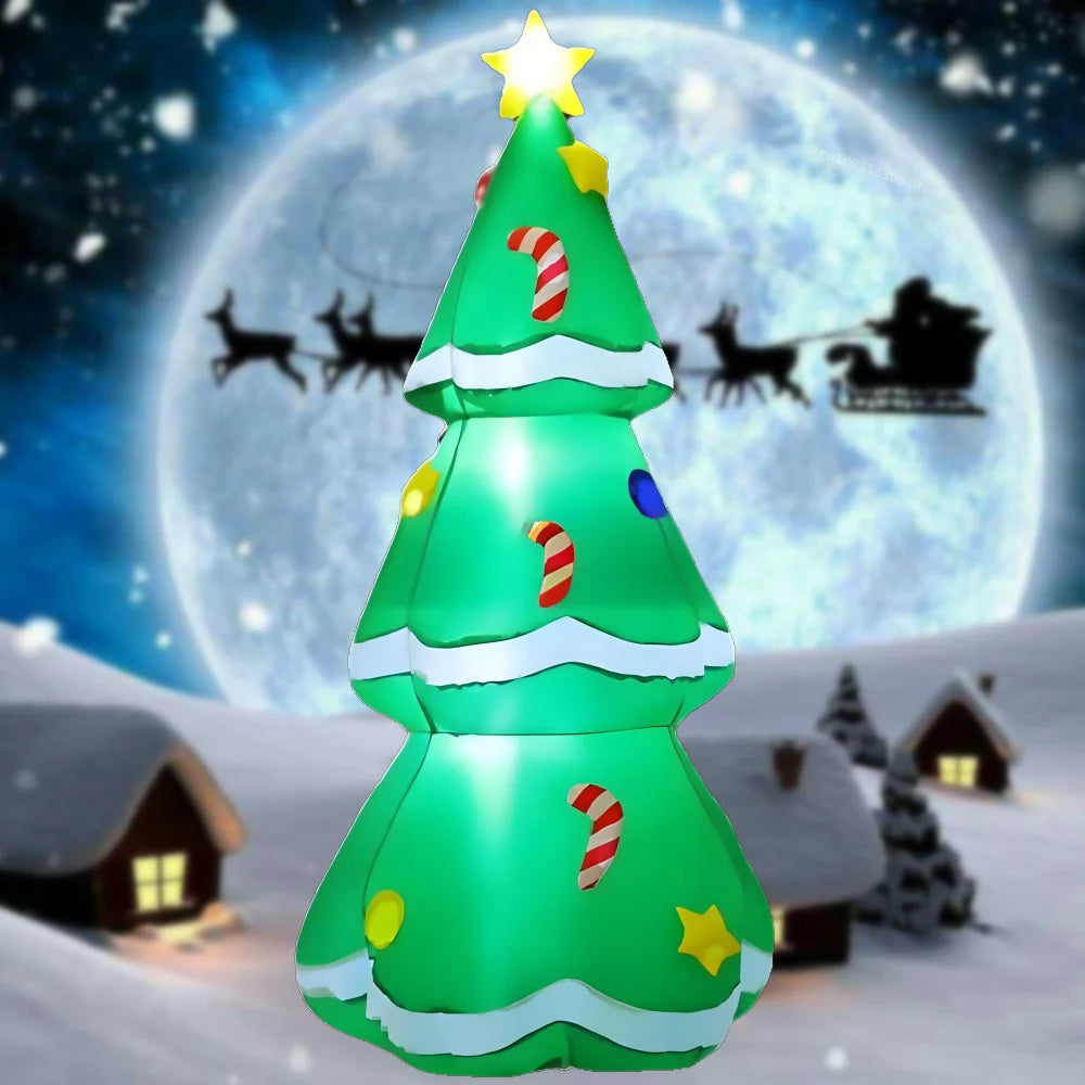 5FT Christmas Inflatable Xmas Tree Equipped with Christmas Music Lights Luminous Toy Home Outdoors Party Decor Festival Kid Gift