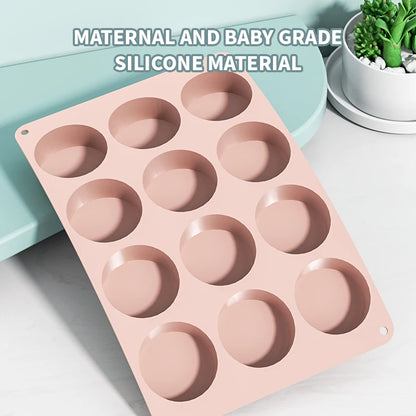 Silicone Round Mold 12 Holes Mini Muffin DIY Cookies Fondant Baking Pan Non-Stick Pudding Cake Molds Chocolate Baking Tools