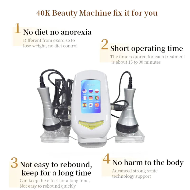 3 in 1 40K Ultrasonic Body Sculpting Machine for Body Slimming Firming Lifting Massage Home Massage Facial Care Beauty Tool