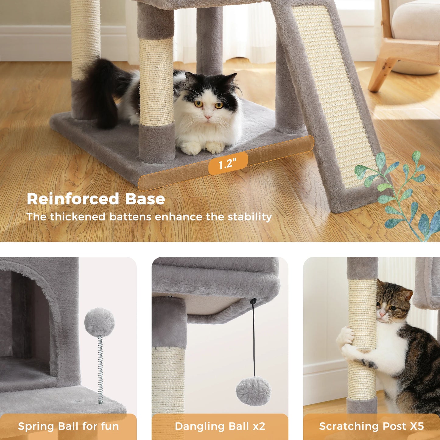 Free Shipping Multi-Level Cat Tree For Cats With Cozy Perches Stable Cat Climbing Frame Cat Scratch Board Toys Cat Furniture