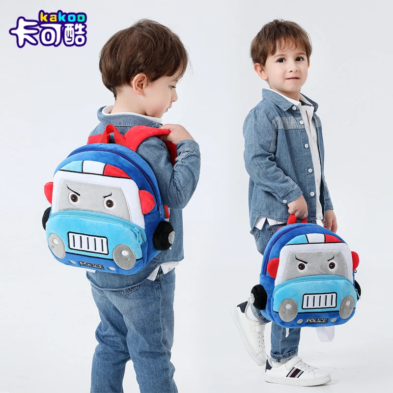 Stereo cartoon car backpack boy girl 2-4 years old kindergarten school bag kids backpack plush backpack